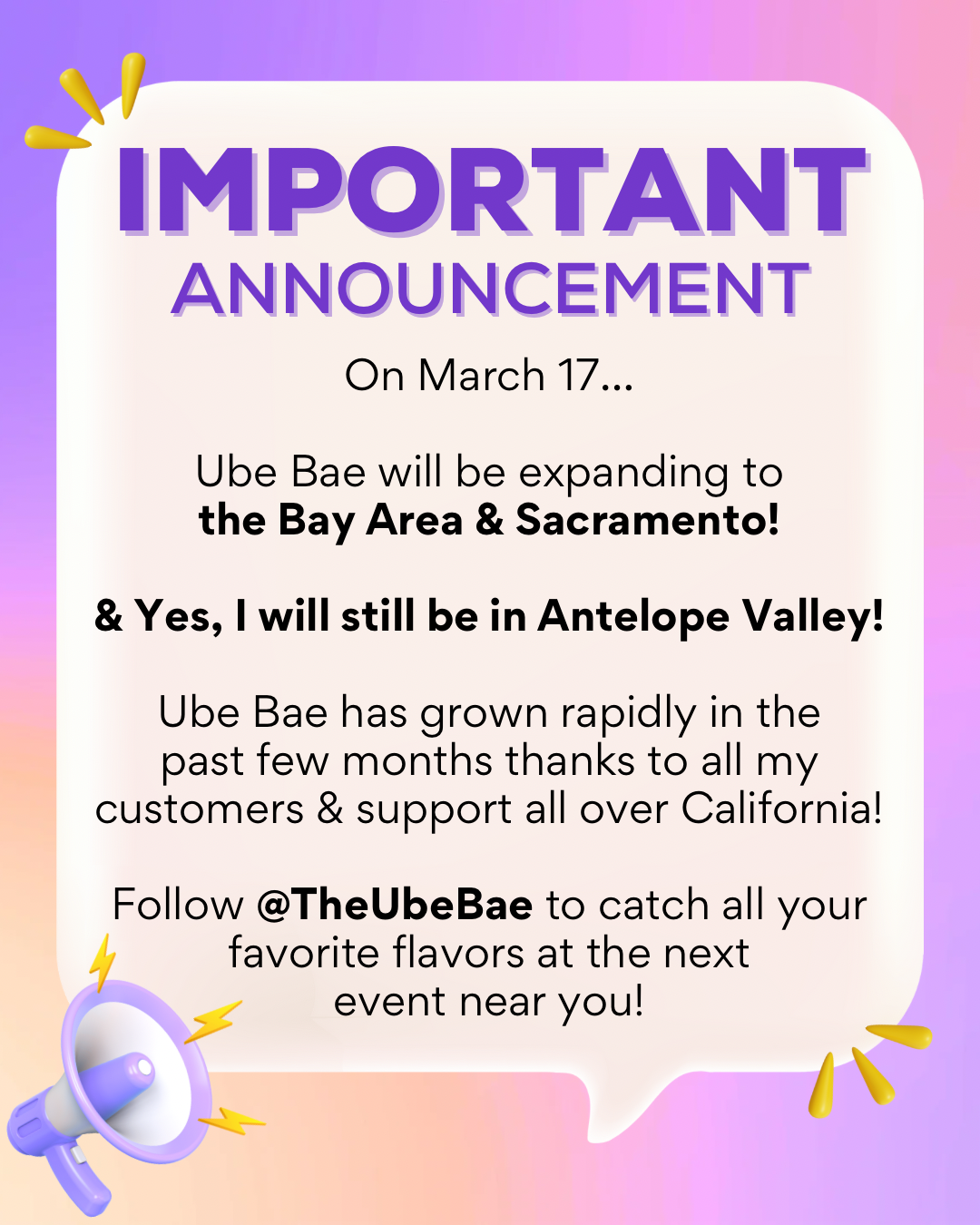 March Bae Ube Bae Expanding to the Bay Area & Sacramento! – ubebae.com