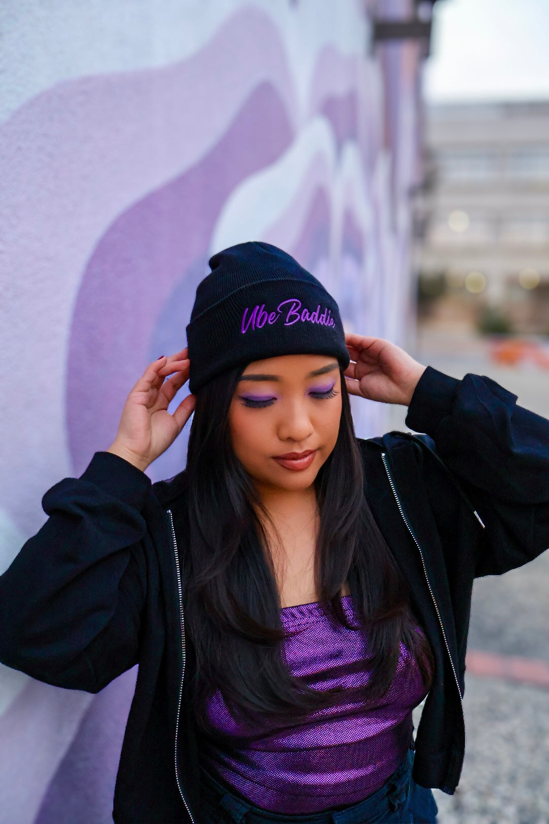 Ube Baddie Beanie (Black)